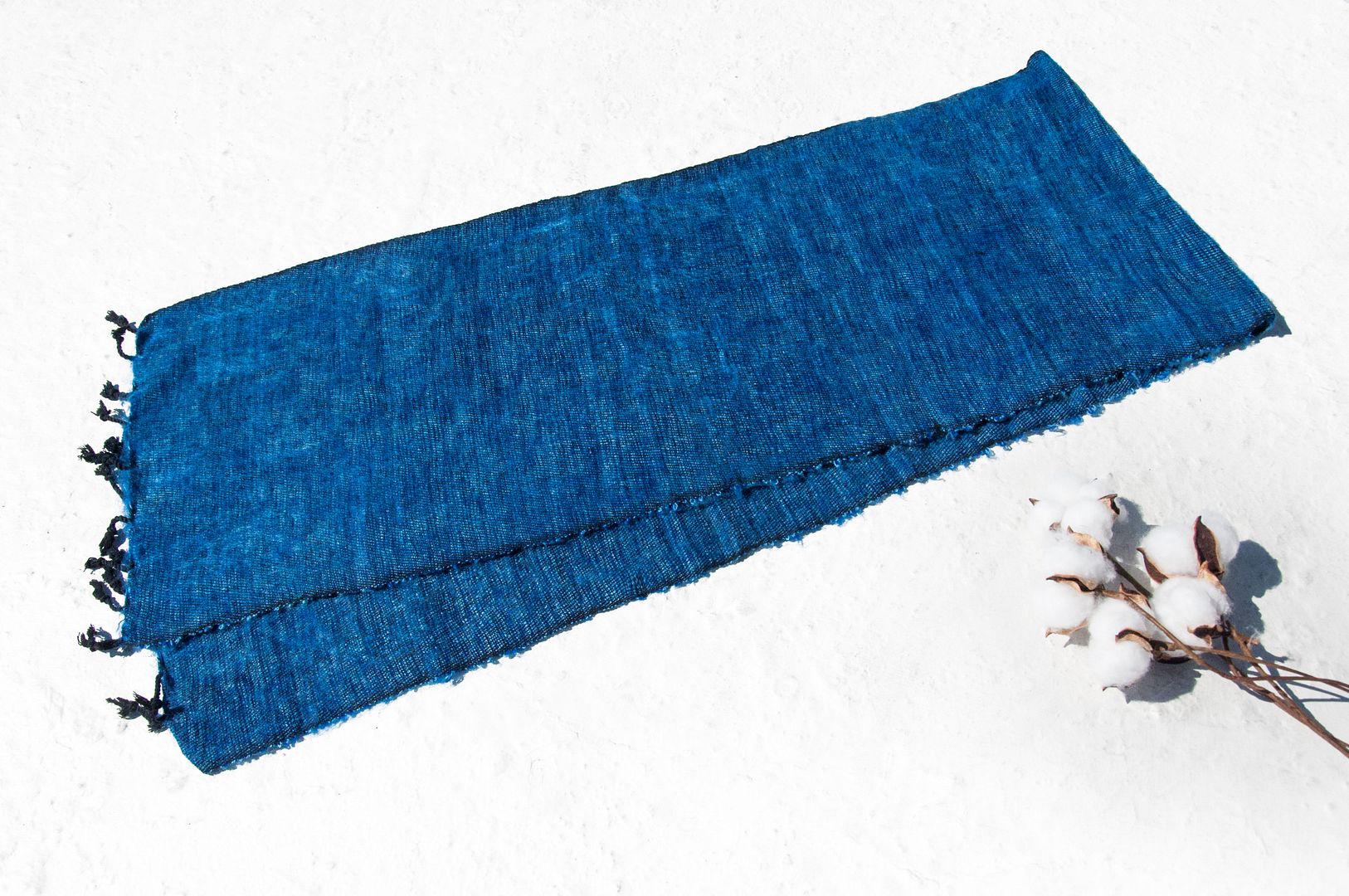 Exchange Gift Pure Wool Scarf / Hand Knit Scarf / Woven Scarf / Pure Wool Scarf - Blue Gradient - Knit Scarves & Wraps - Wool Blue