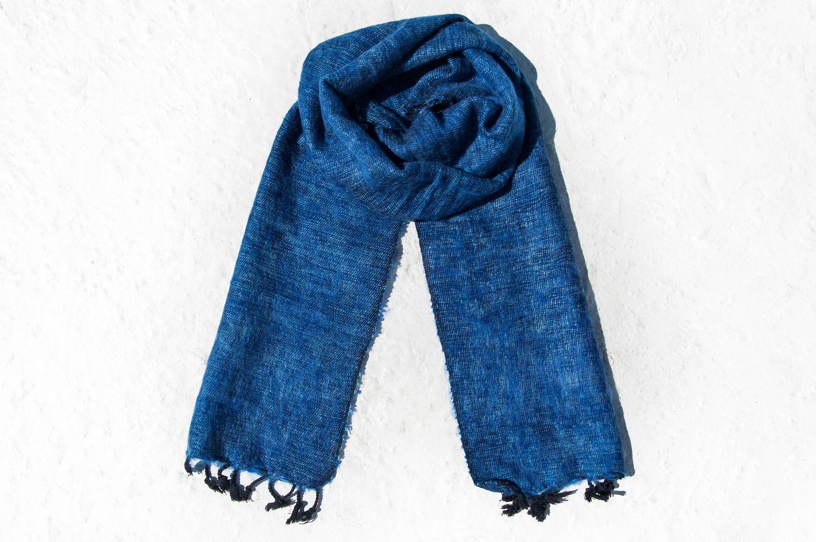 Exchange Gift Pure Wool Scarf / Hand Knit Scarf / Woven Scarf / Pure Wool Scarf - Blue Gradient - Knit Scarves & Wraps - Wool Blue
