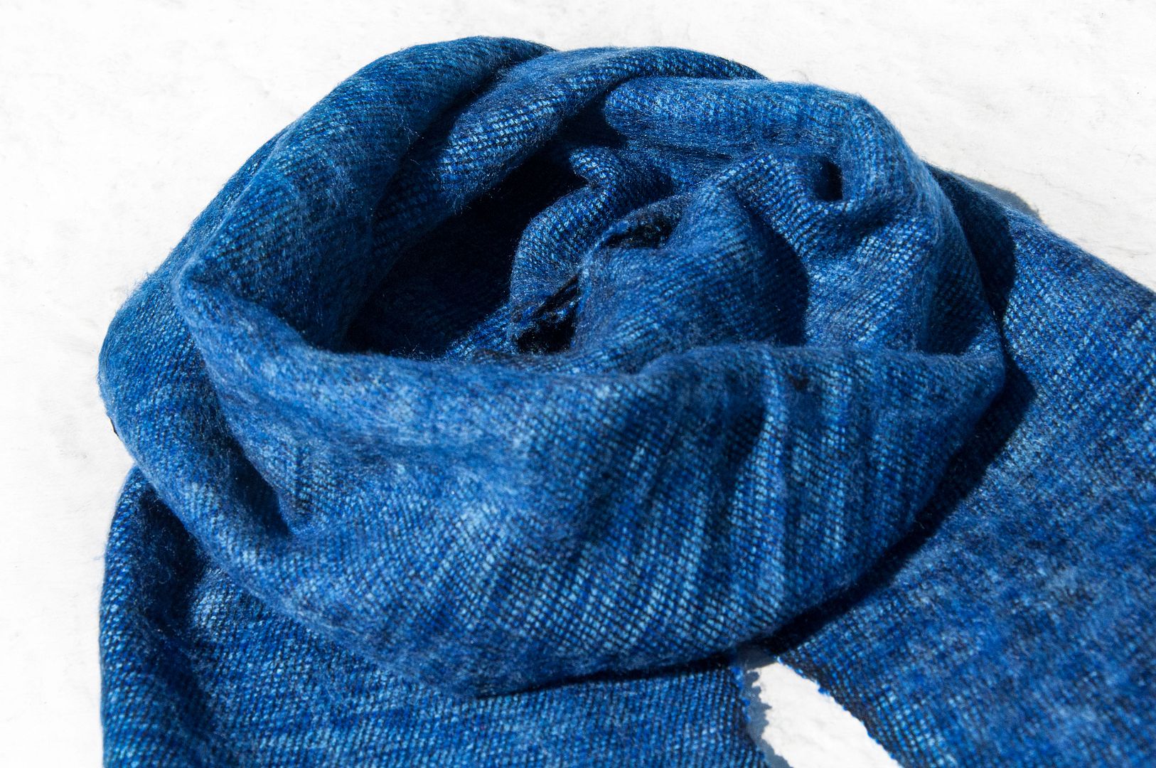 Exchange Gift Pure Wool Scarf / Hand Knit Scarf / Woven Scarf / Pure Wool Scarf - Blue Gradient - Knit Scarves & Wraps - Wool Blue