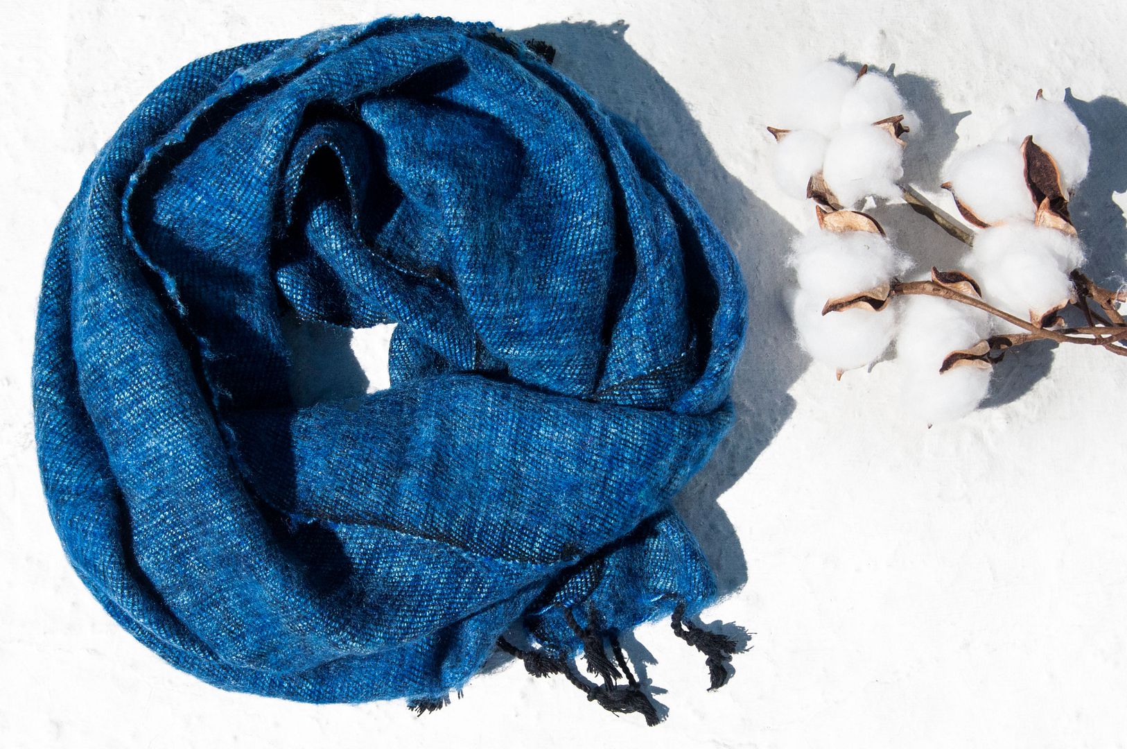 Exchange Gift Pure Wool Scarf / Hand Knit Scarf / Woven Scarf / Pure Wool Scarf - Blue Gradient - Knit Scarves & Wraps - Wool Blue