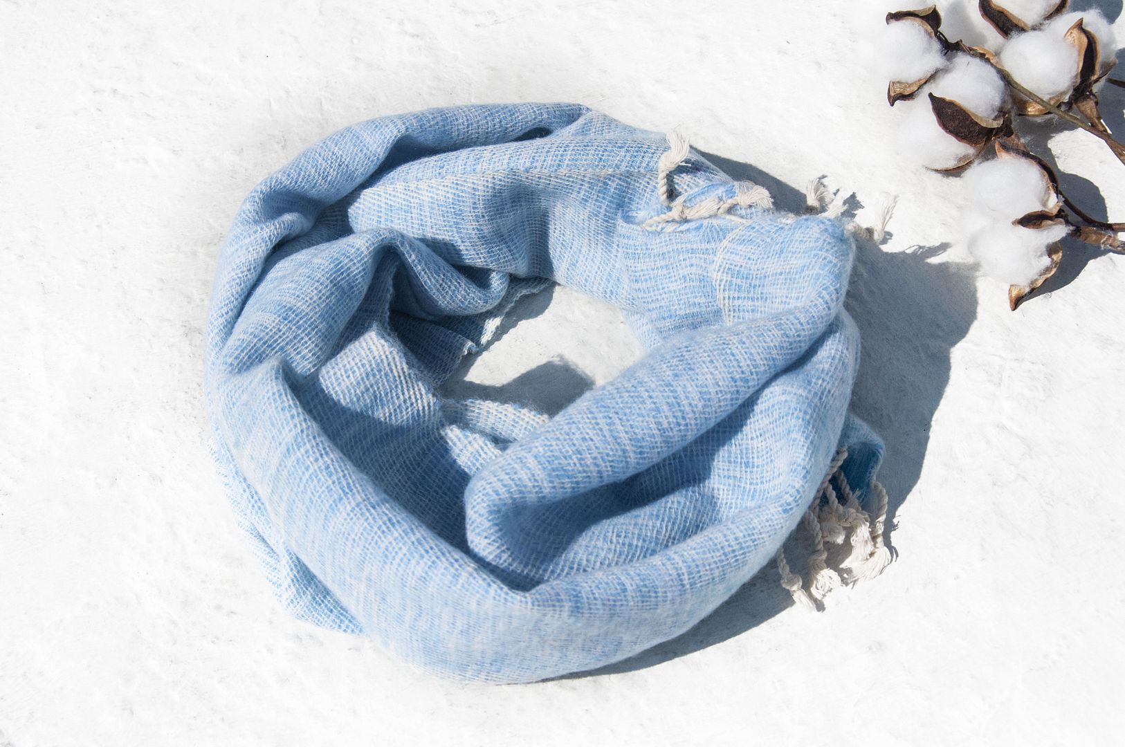Christmas Gift Pure Wool Scarf/Hand Knitted Scarf/Knitted Scarf/Pure Wool Scarf-Blue Seaside - Scarves - Wool Blue