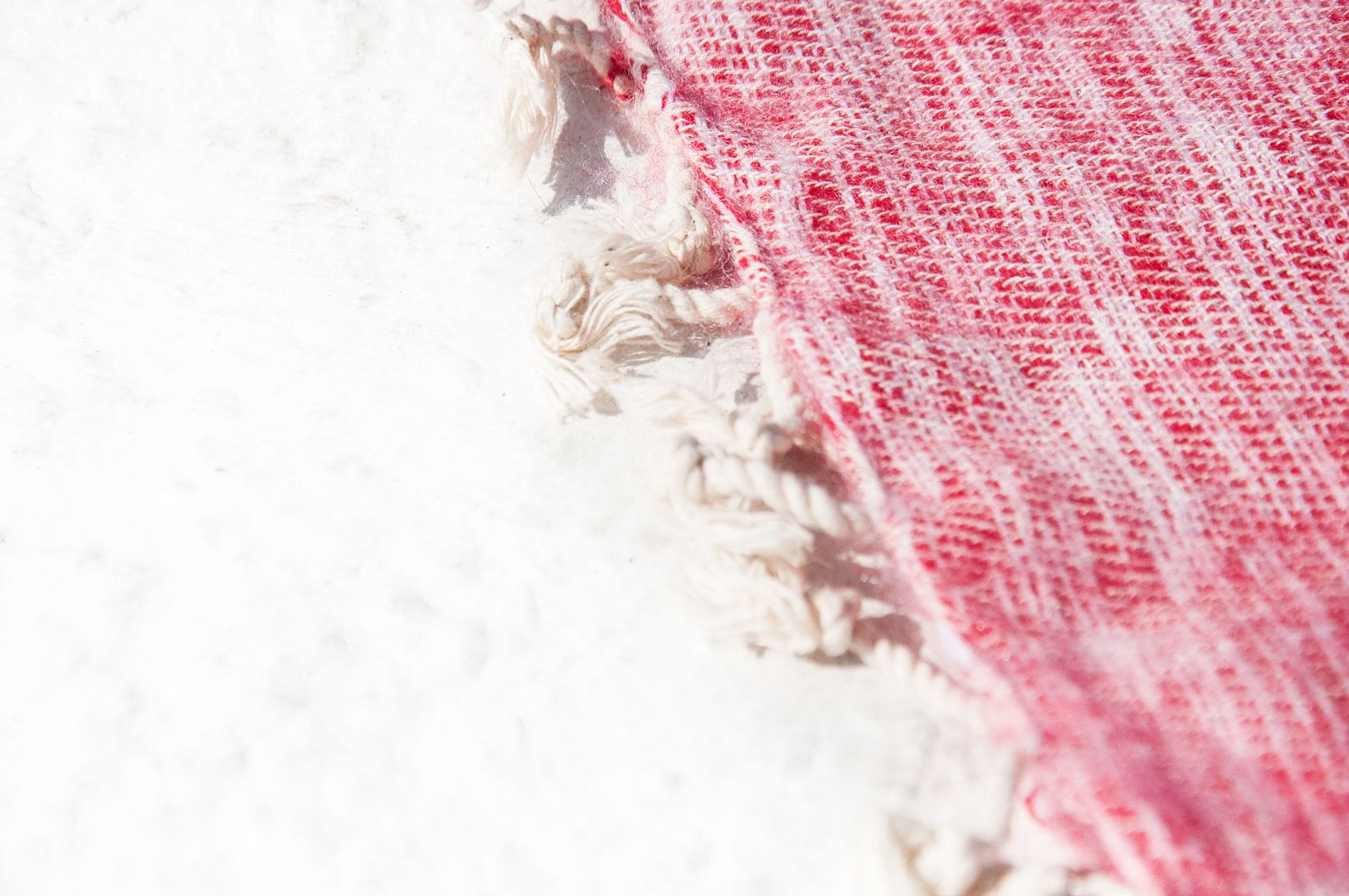 Exchange Gift Pure Wool Scarf / Hand Knit Scarf / Woven Scarf / Pure Wool Scarf - Strawberry Shake - Knit Scarves & Wraps - Wool Red