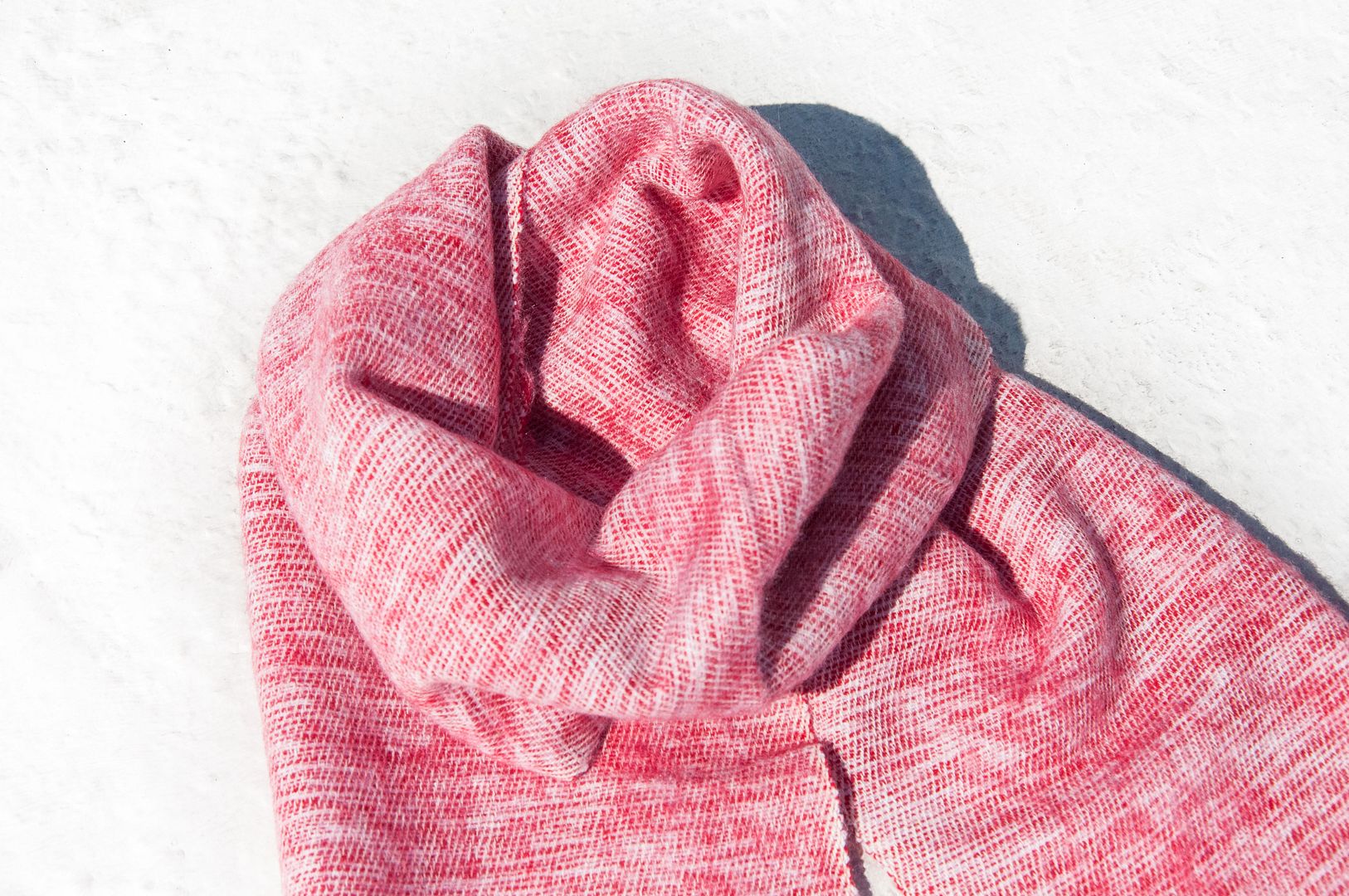 Exchange Gift Pure Wool Scarf / Hand Knit Scarf / Woven Scarf / Pure Wool Scarf - Strawberry Shake - Knit Scarves & Wraps - Wool Red