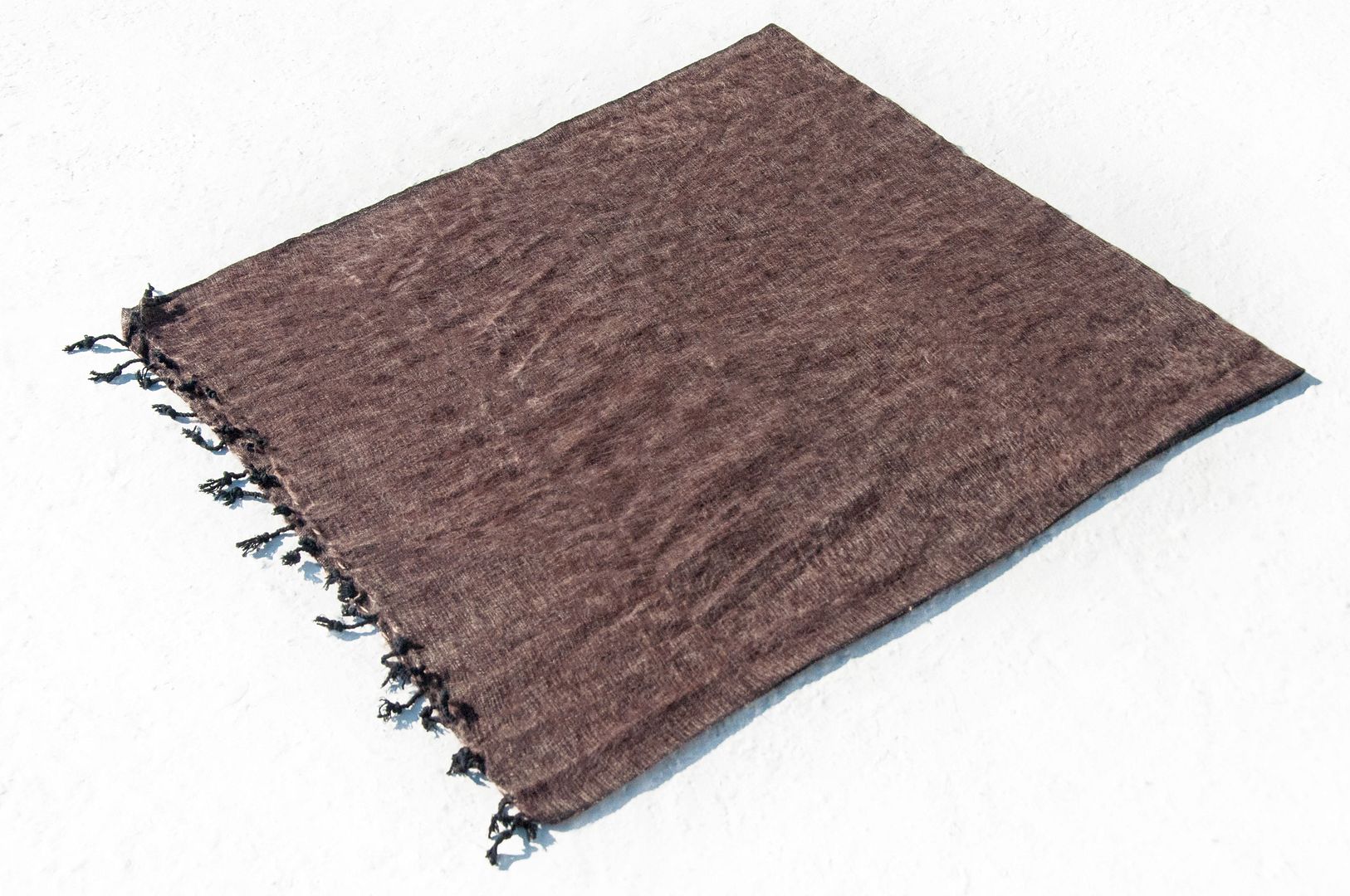 Pure wool shawl/knit scarf/knit shawl/covering/pure wool scarf/wool shawl-deep coffee - Knit Scarves & Wraps - Wool Brown