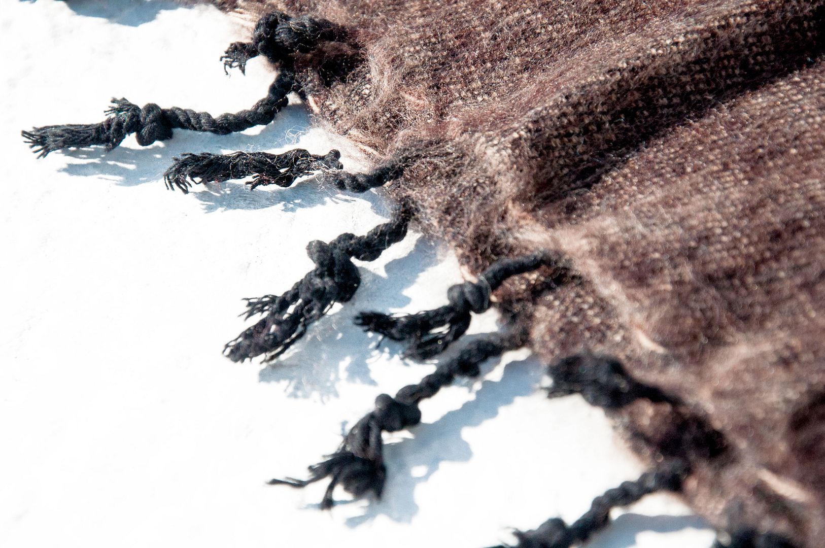 Pure wool shawl/knit scarf/knit shawl/covering/pure wool scarf/wool shawl-deep coffee - Knit Scarves & Wraps - Wool Brown