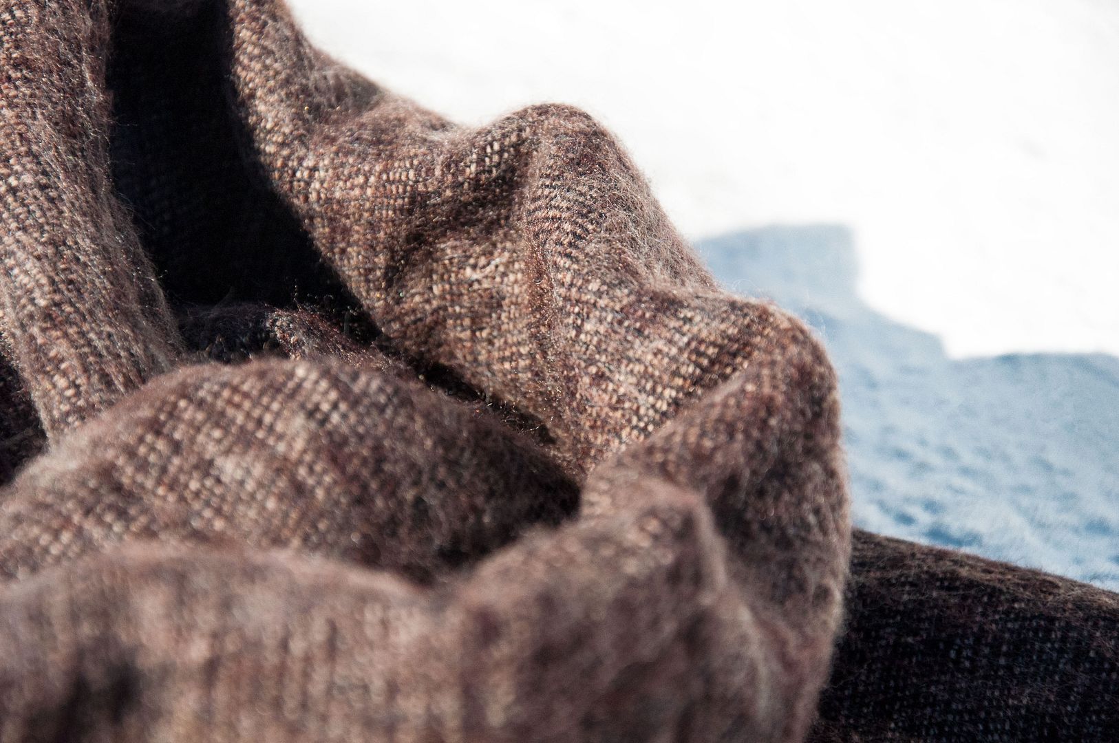 Pure wool shawl/knit scarf/knit shawl/covering/pure wool scarf/wool shawl-deep coffee - Knit Scarves & Wraps - Wool Brown