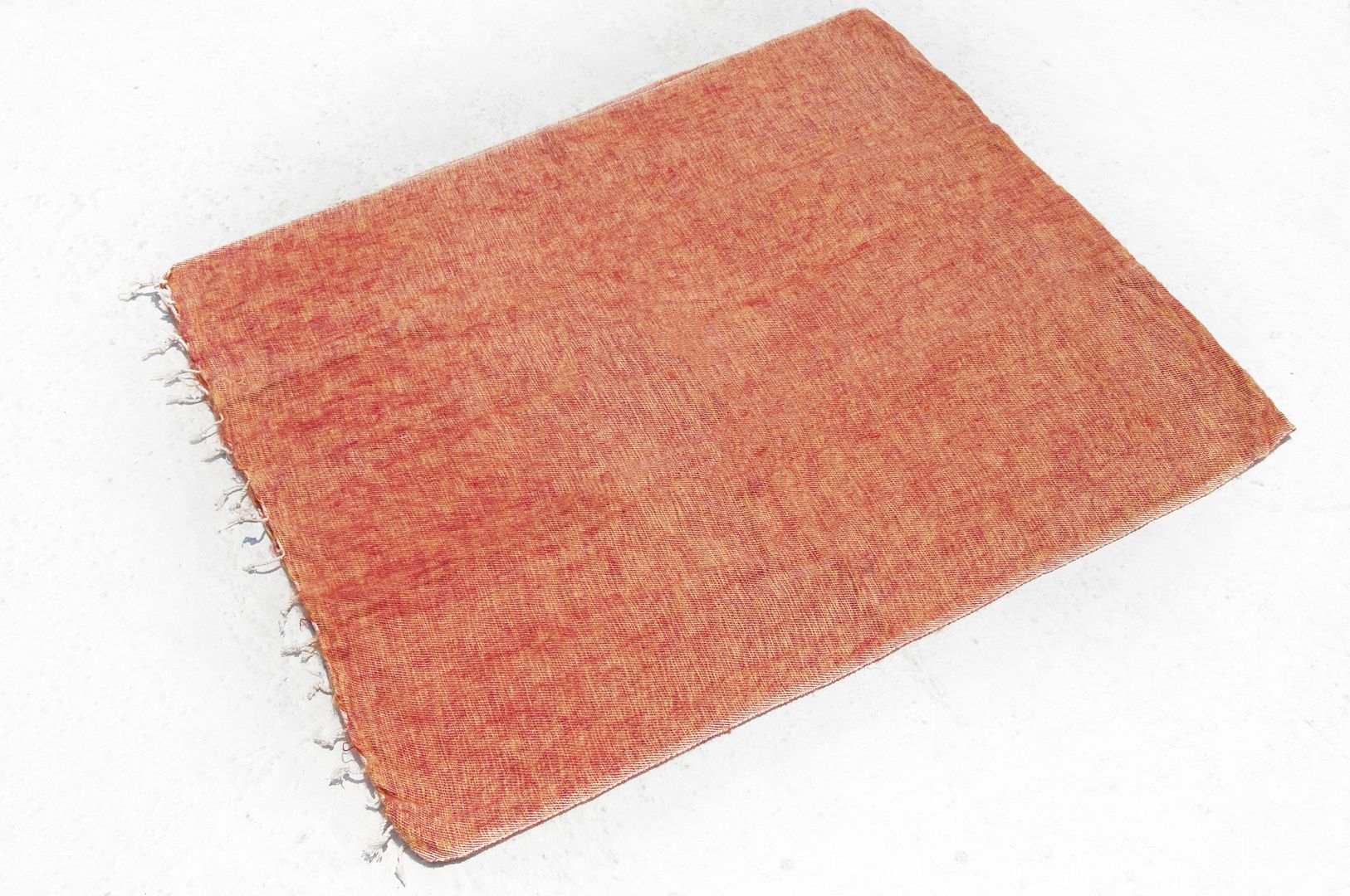 Pure wool shawl / knit scarf / knitted shawl / blanket / pure wool scarf / wool shawl - orange juice - Knit Scarves & Wraps - Wool Orange