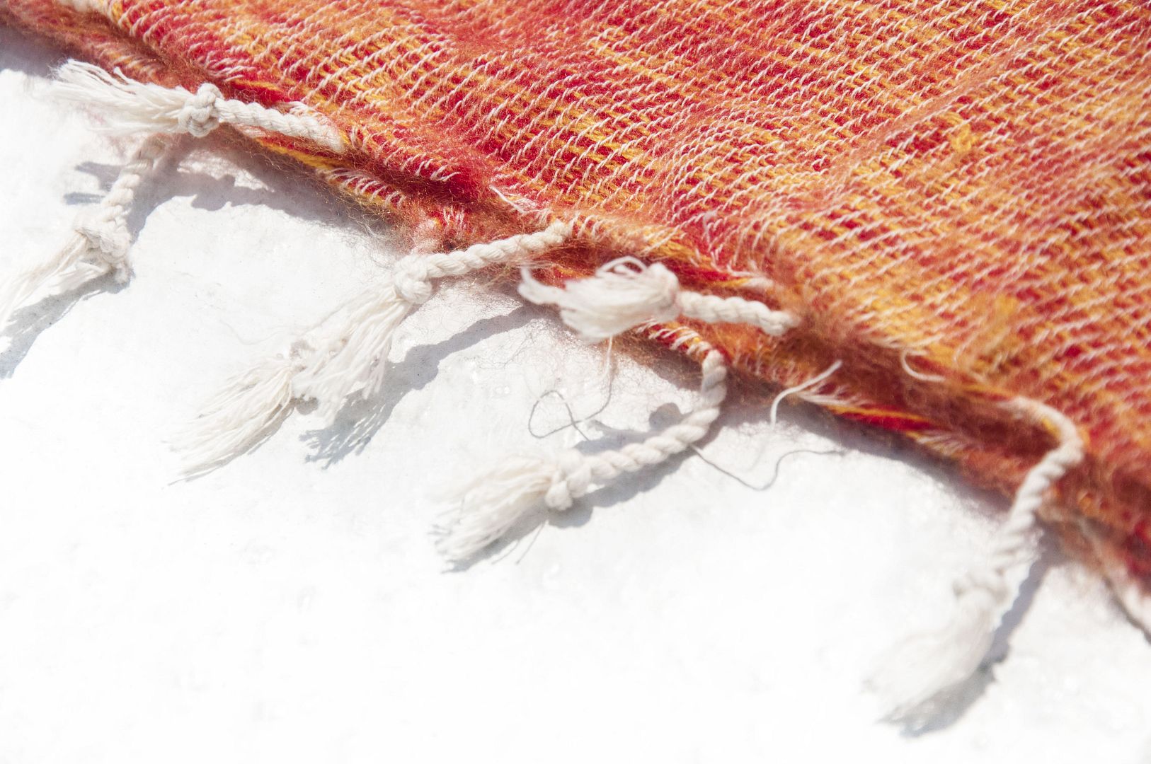 Pure wool shawl / knit scarf / knitted shawl / blanket / pure wool scarf / wool shawl - orange juice - Knit Scarves & Wraps - Wool Orange