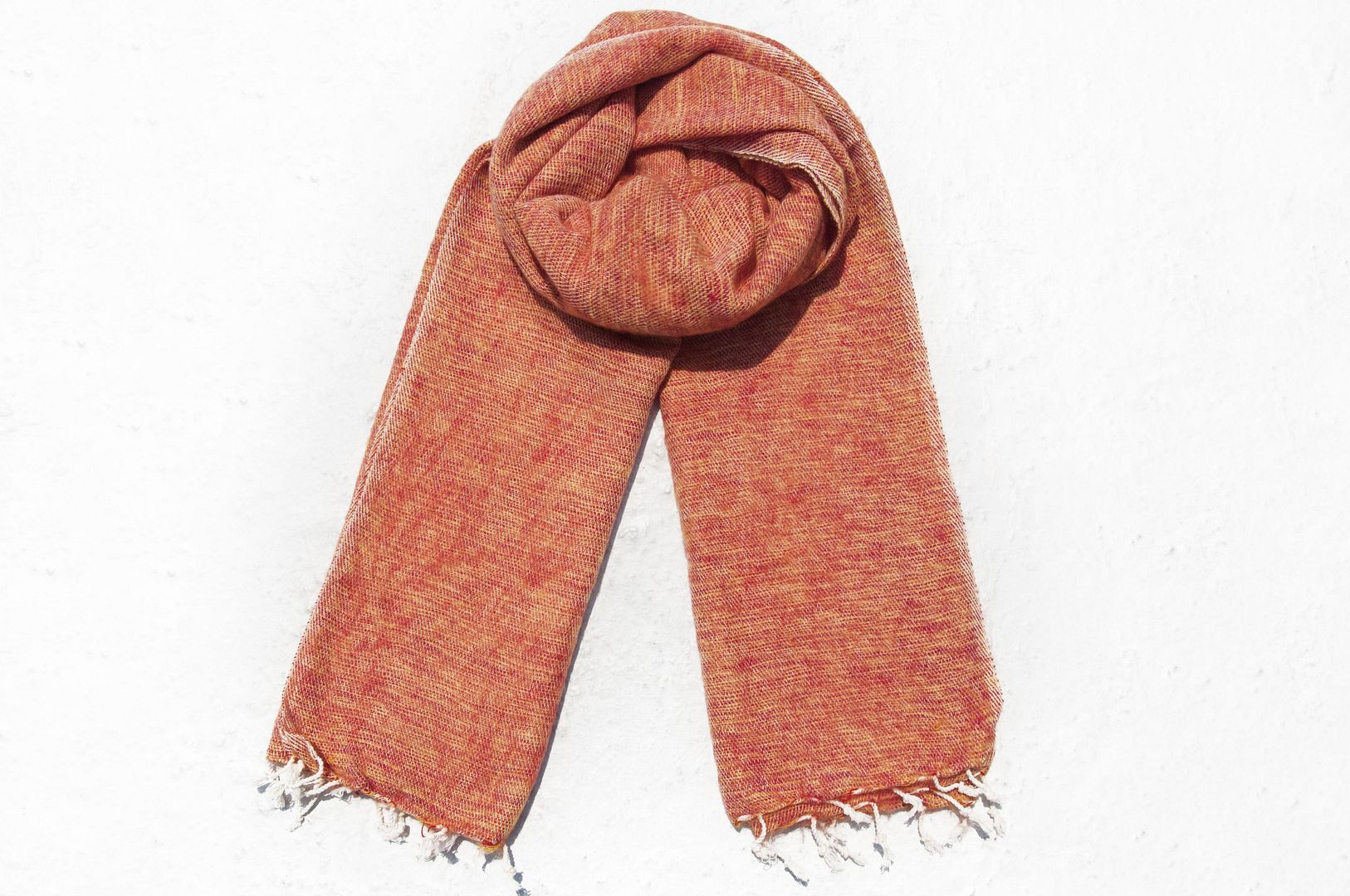 Pure wool shawl / knit scarf / knitted shawl / blanket / pure wool scarf / wool shawl - orange juice - Knit Scarves & Wraps - Wool Orange