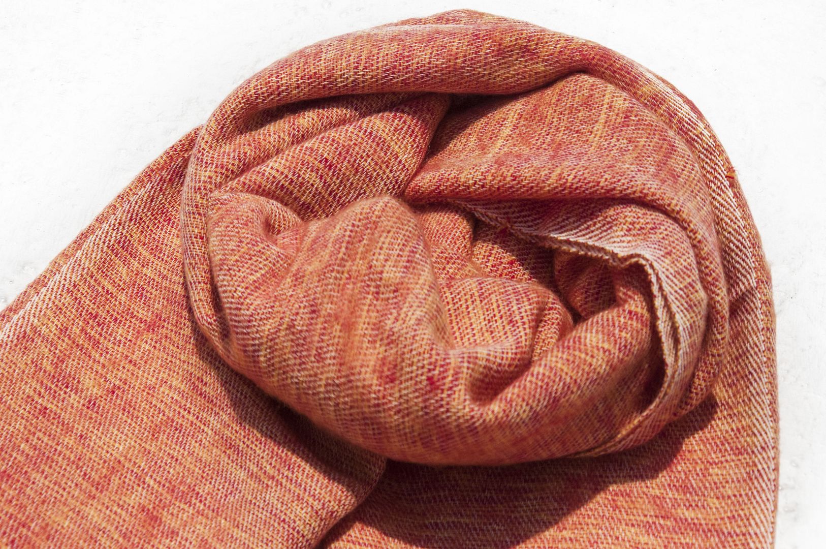 Pure wool shawl / knit scarf / knitted shawl / blanket / pure wool scarf / wool shawl - orange juice - Knit Scarves & Wraps - Wool Orange