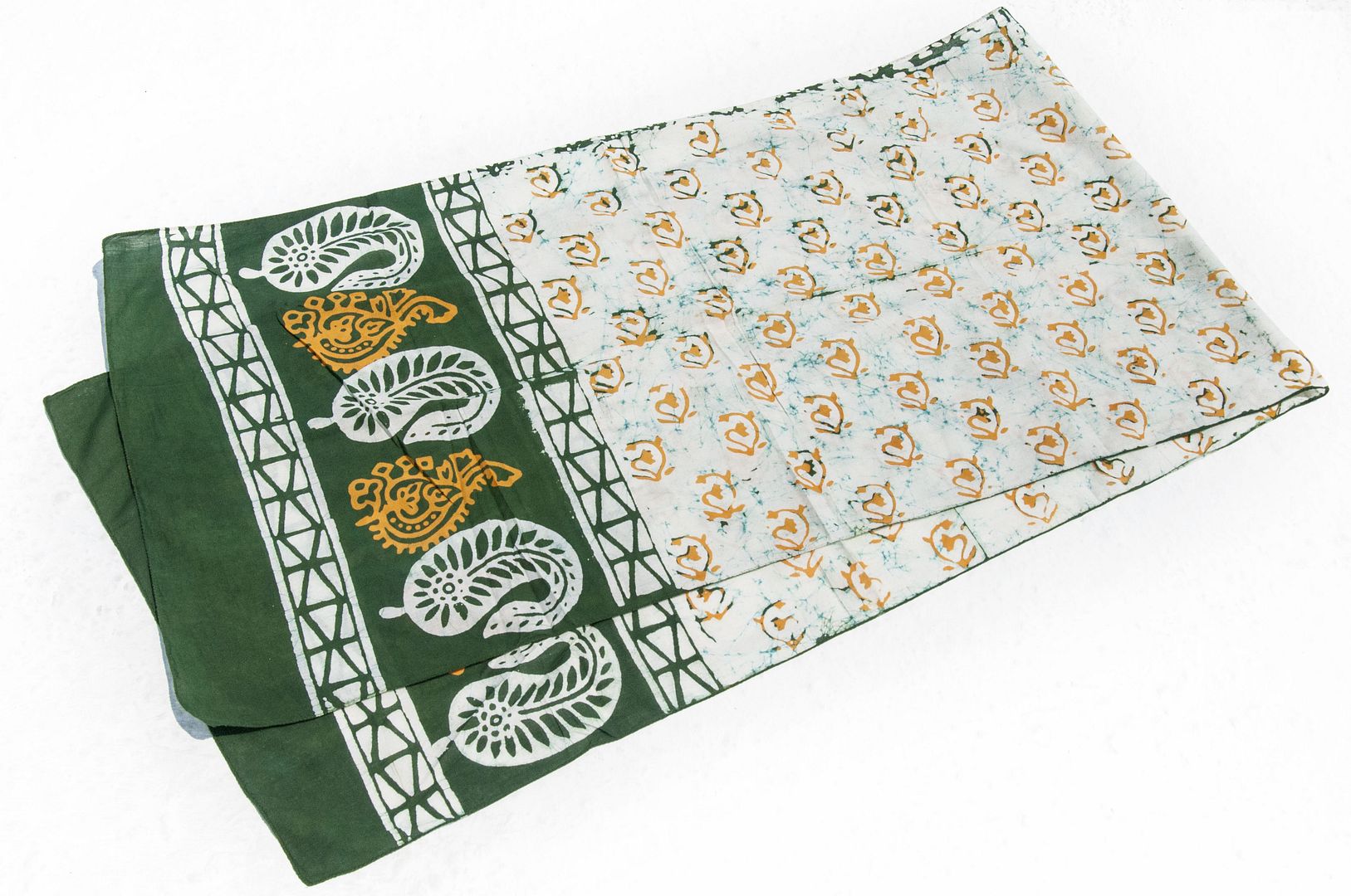 Plant dyed silk scarf/batik tie-dye silk scarf/vegetable dyed scarf/hand tie dyed pure cotton silk scarf-green flowers - Knit Scarves & Wraps - Cotton & Hemp Green