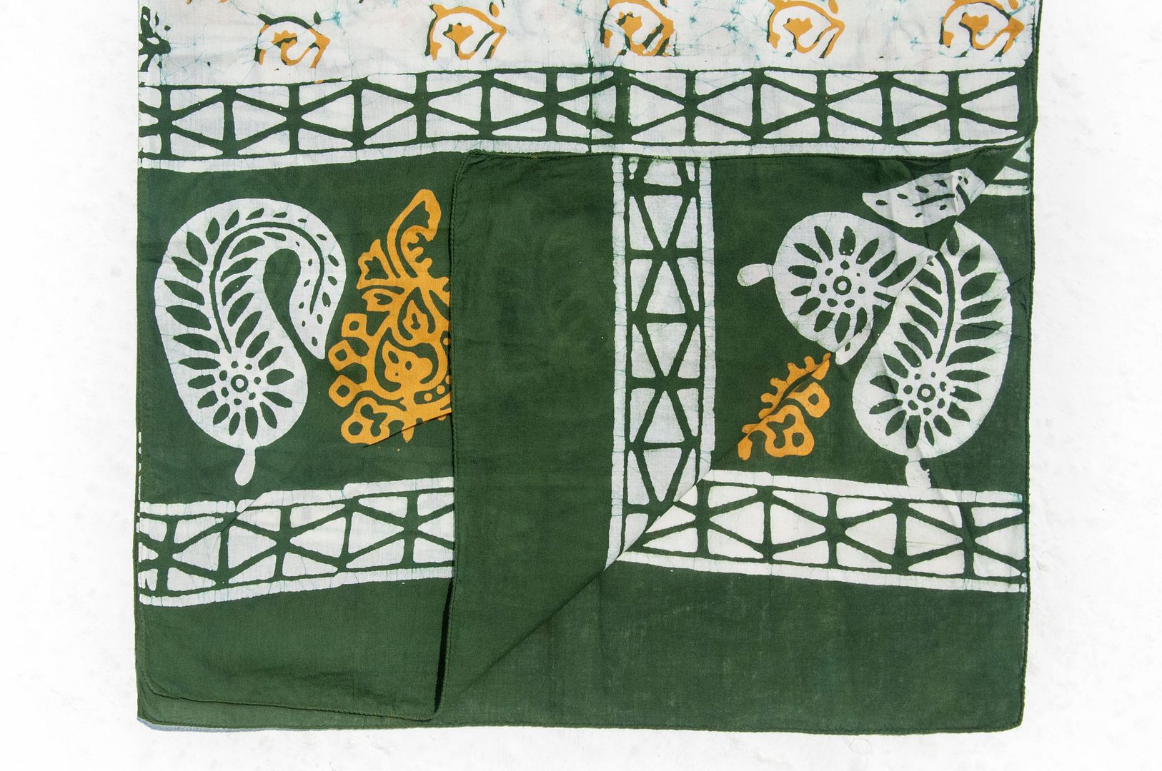 Plant dyed silk scarf/batik tie-dye silk scarf/vegetable dyed scarf/hand tie dyed pure cotton silk scarf-green flowers - Knit Scarves & Wraps - Cotton & Hemp Green
