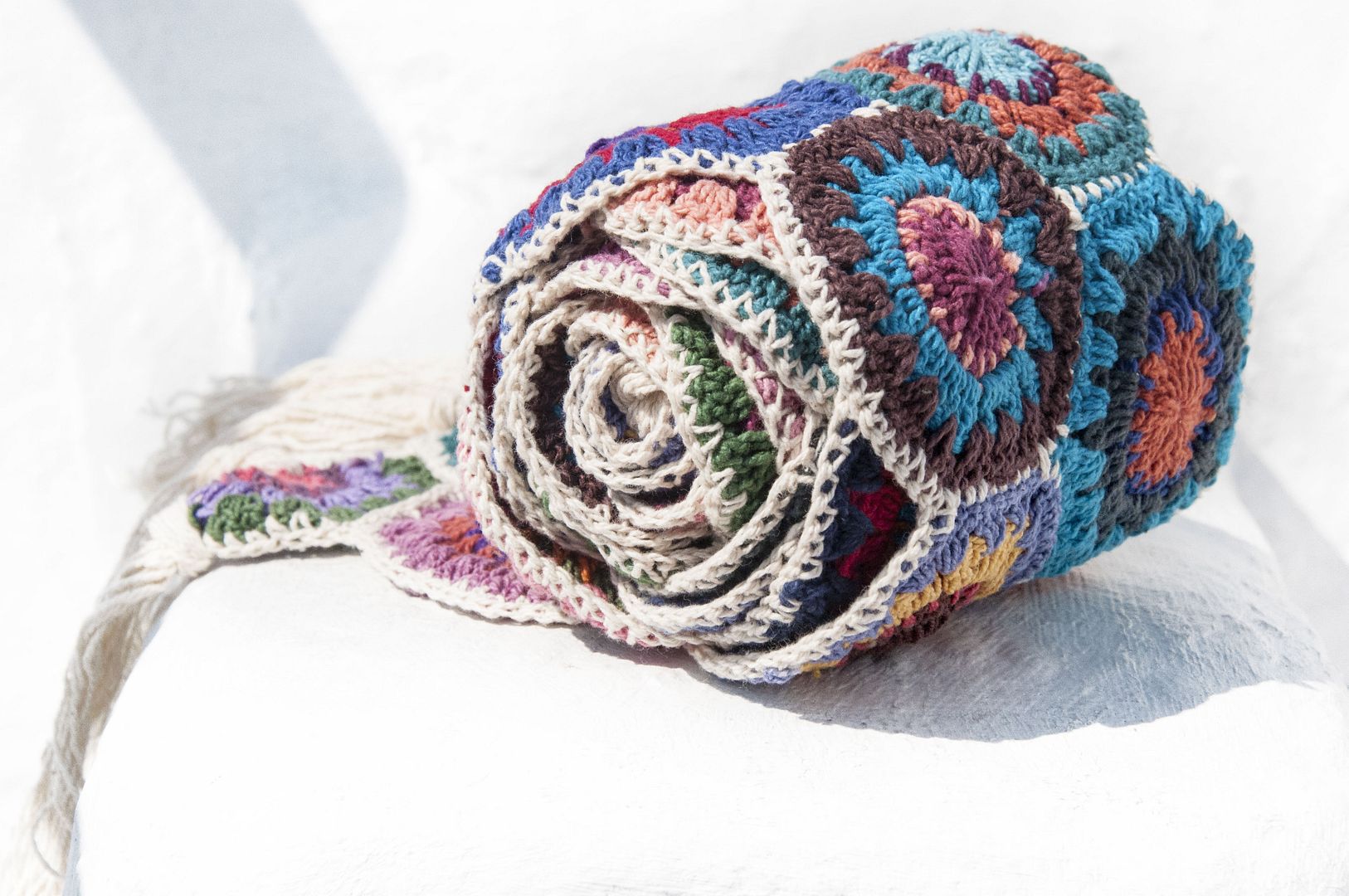 手工钩织丝巾/钩织围巾/手工花朵编织围巾/纯棉编织-日本森林花朵