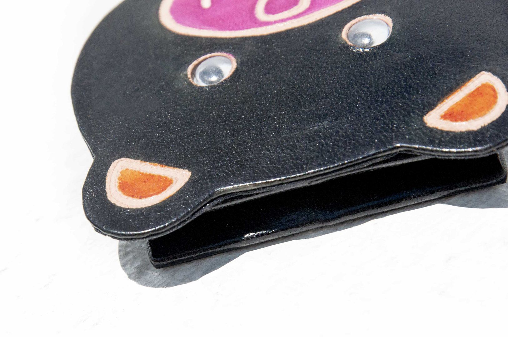 Goatskin coin purse leather coin purse handmade leather coin purse animal coin purse-cute black bear - Coin Purses - Genuine Leather Black