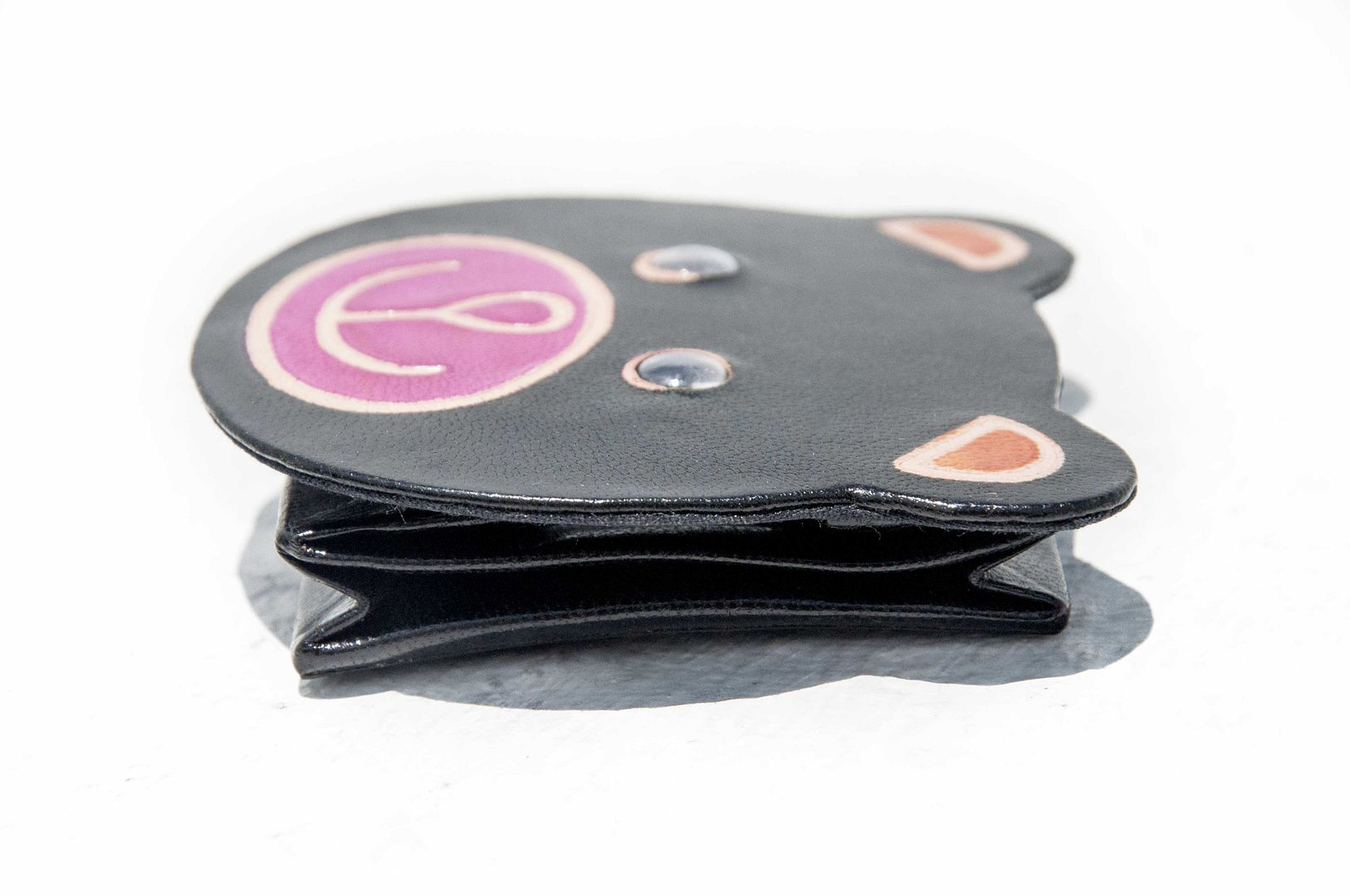 Goatskin coin purse leather coin purse handmade leather coin purse animal coin purse-cute black bear - Coin Purses - Genuine Leather Black