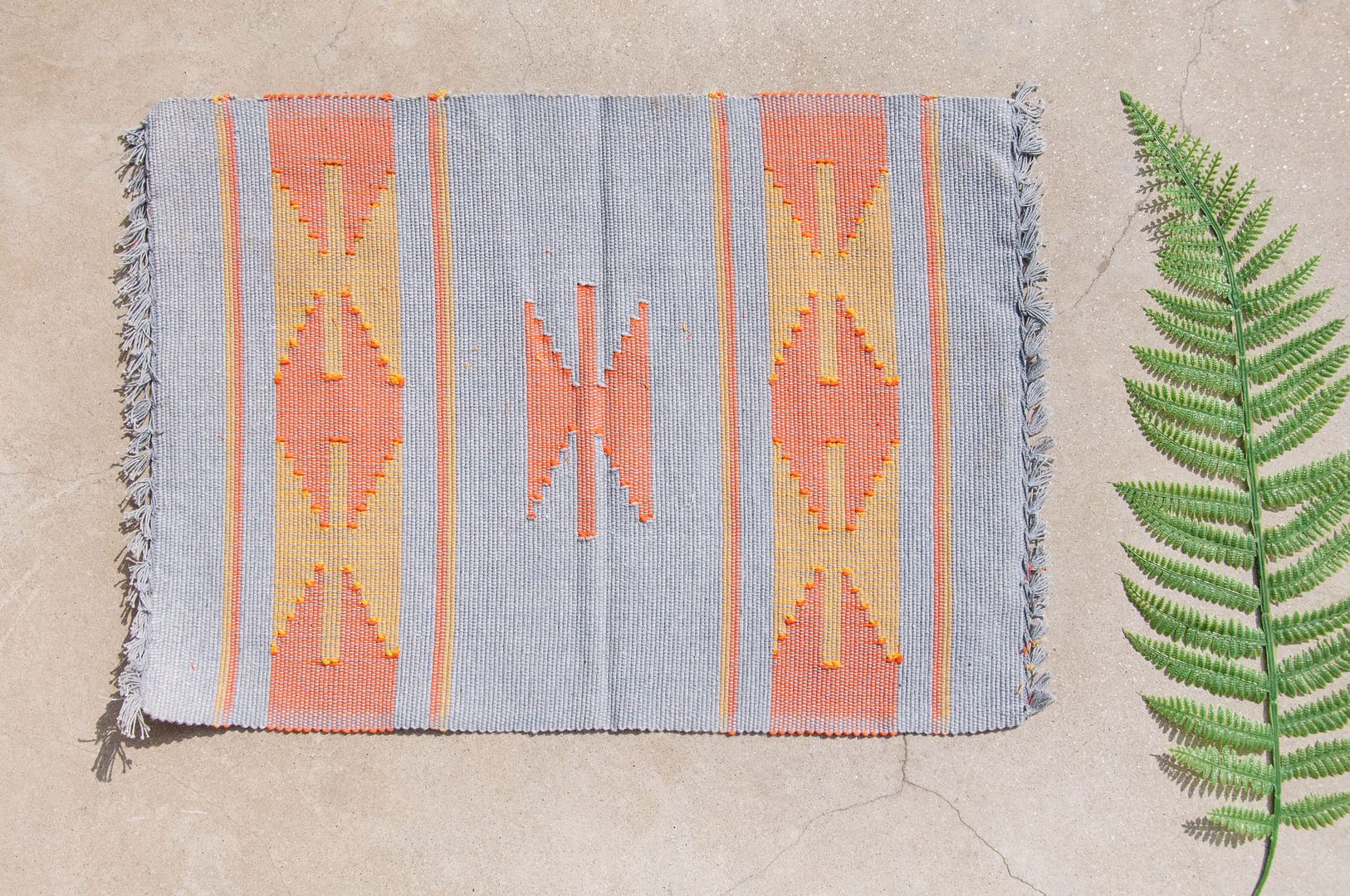 Feel woven table mat / placemat / woven placemat / Boho ethnic style meal mat - African color daka weaving - Place Mats & Dining Décor - Cotton & Hemp Gray