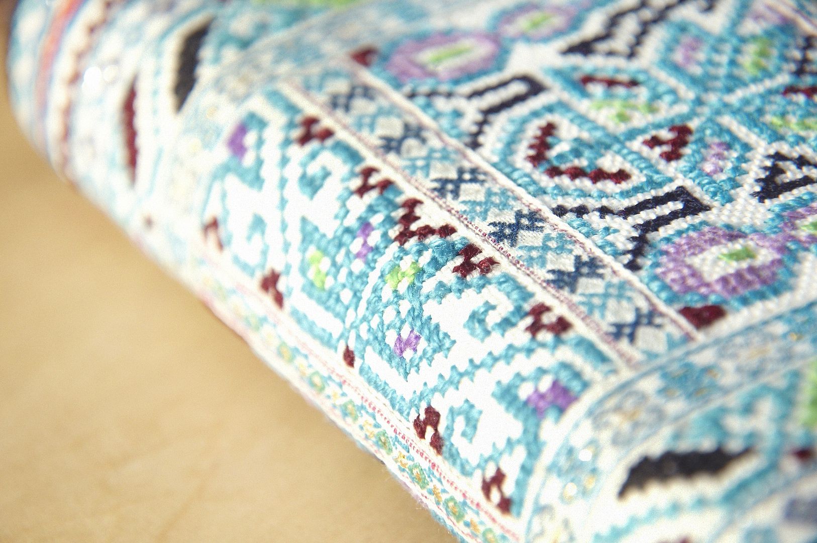 クリスマスギフトの為替市場は、綿の財布/手刺繍の長いフォルダ/長財布/財布/財布大容量に制限 - スカイブルーの風のクロスが東欧ステッチ - 財布 - コットン・麻 ブルー