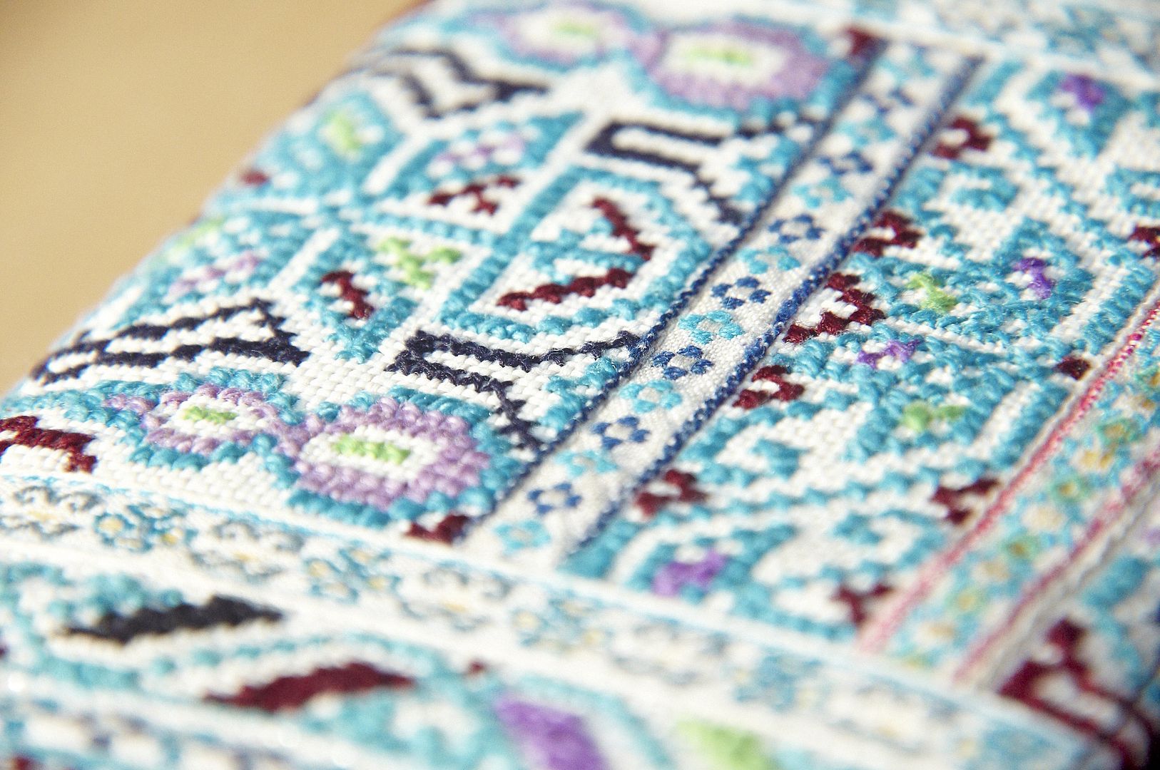 クリスマスギフトの為替市場は、綿の財布/手刺繍の長いフォルダ/長財布/財布/財布大容量に制限 - スカイブルーの風のクロスが東欧ステッチ - 財布 - コットン・麻 ブルー