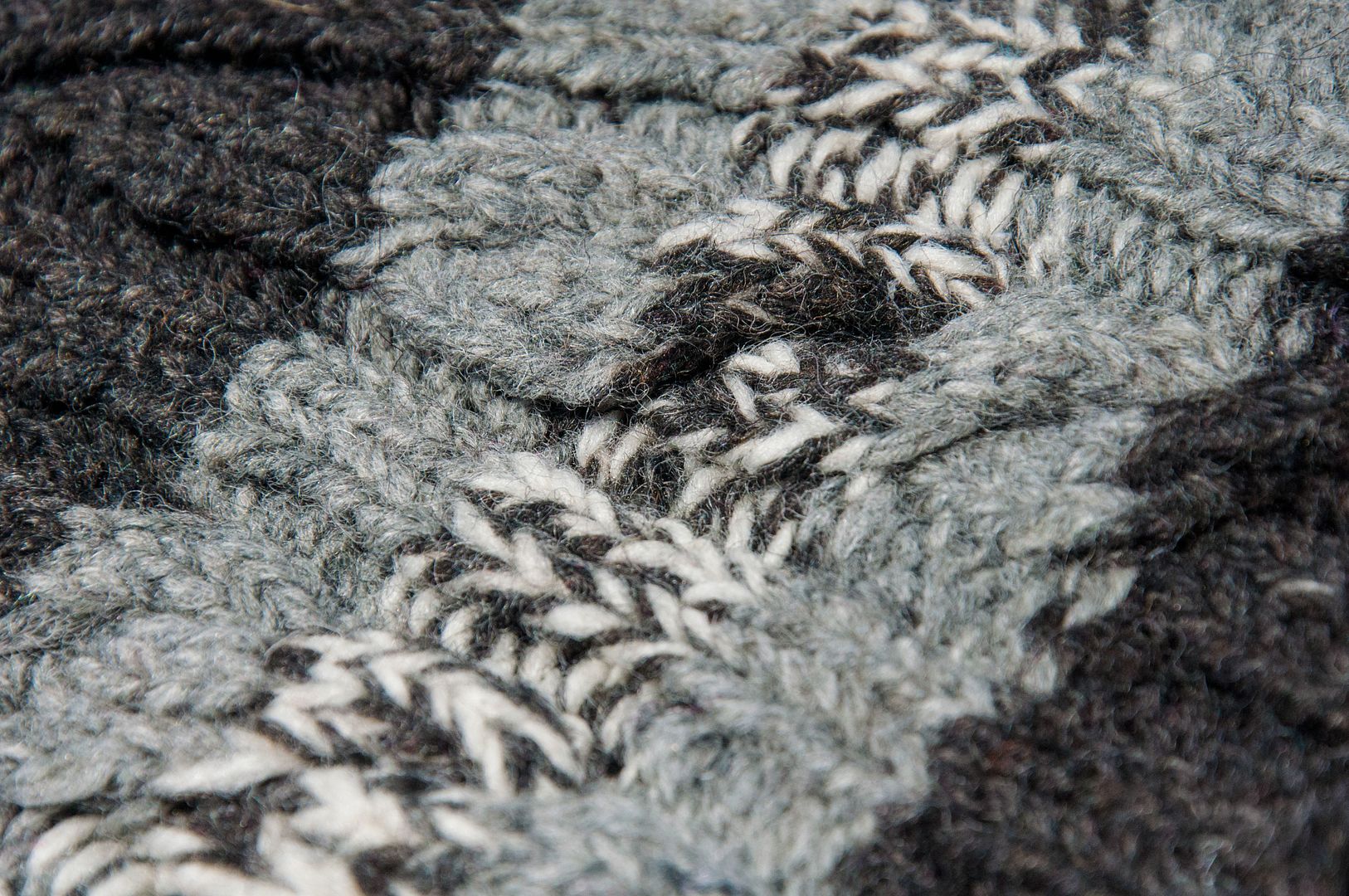 Hand-knitted pure wool hat/knitted hat/knitted woolen hat/inner bristles hand-knitted woolen hat/wool hat-stripes - Hats & Caps - Wool Gray