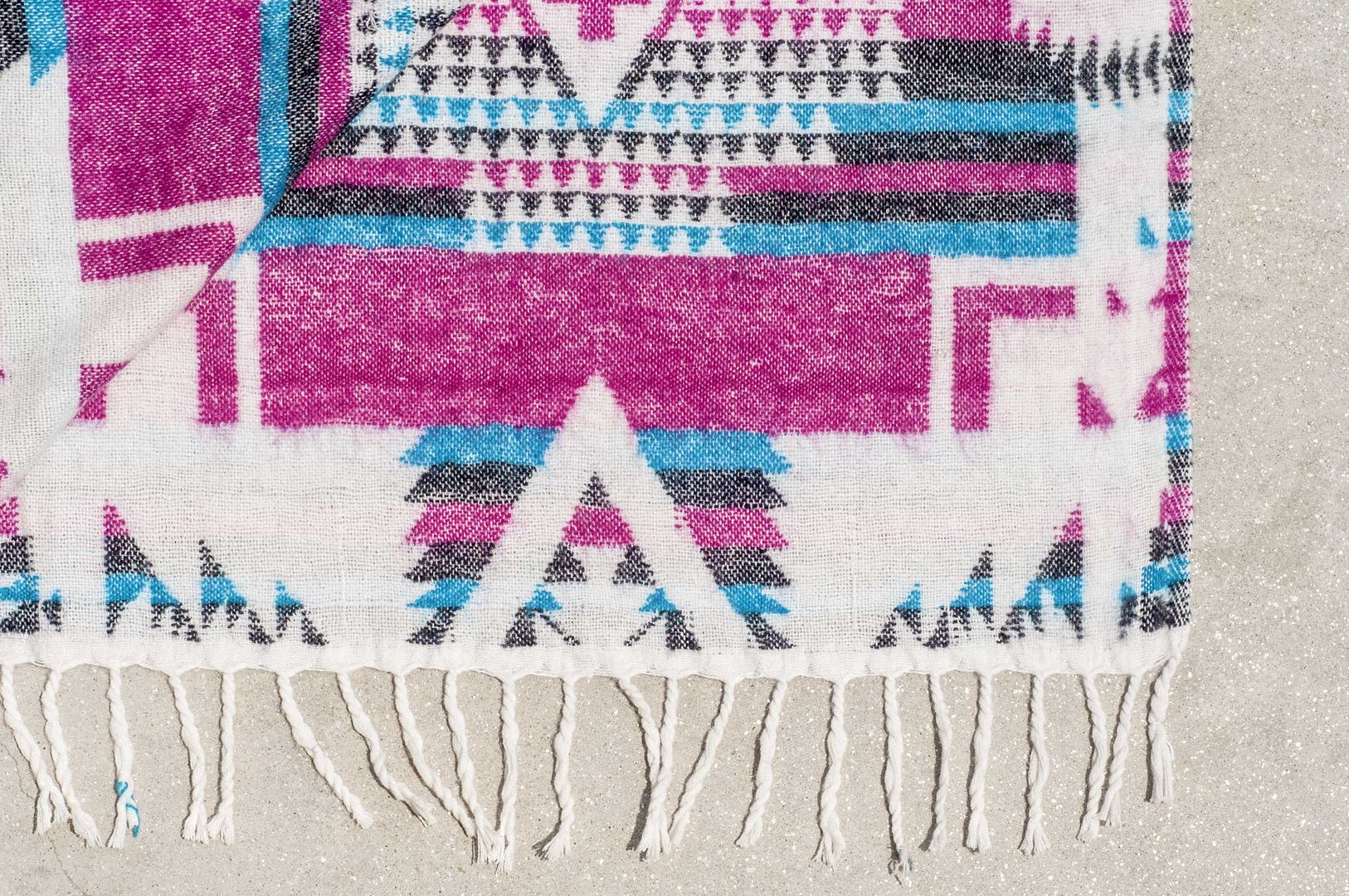 Christmas gift ethnic shawl / boho knitted scarf / ethnic totem scarf / knitted shawl / blanket (made in nepal)-Wandering border Bohemian ethnic geometric totem - Knit Scarves & Wraps - Wool Multicolor