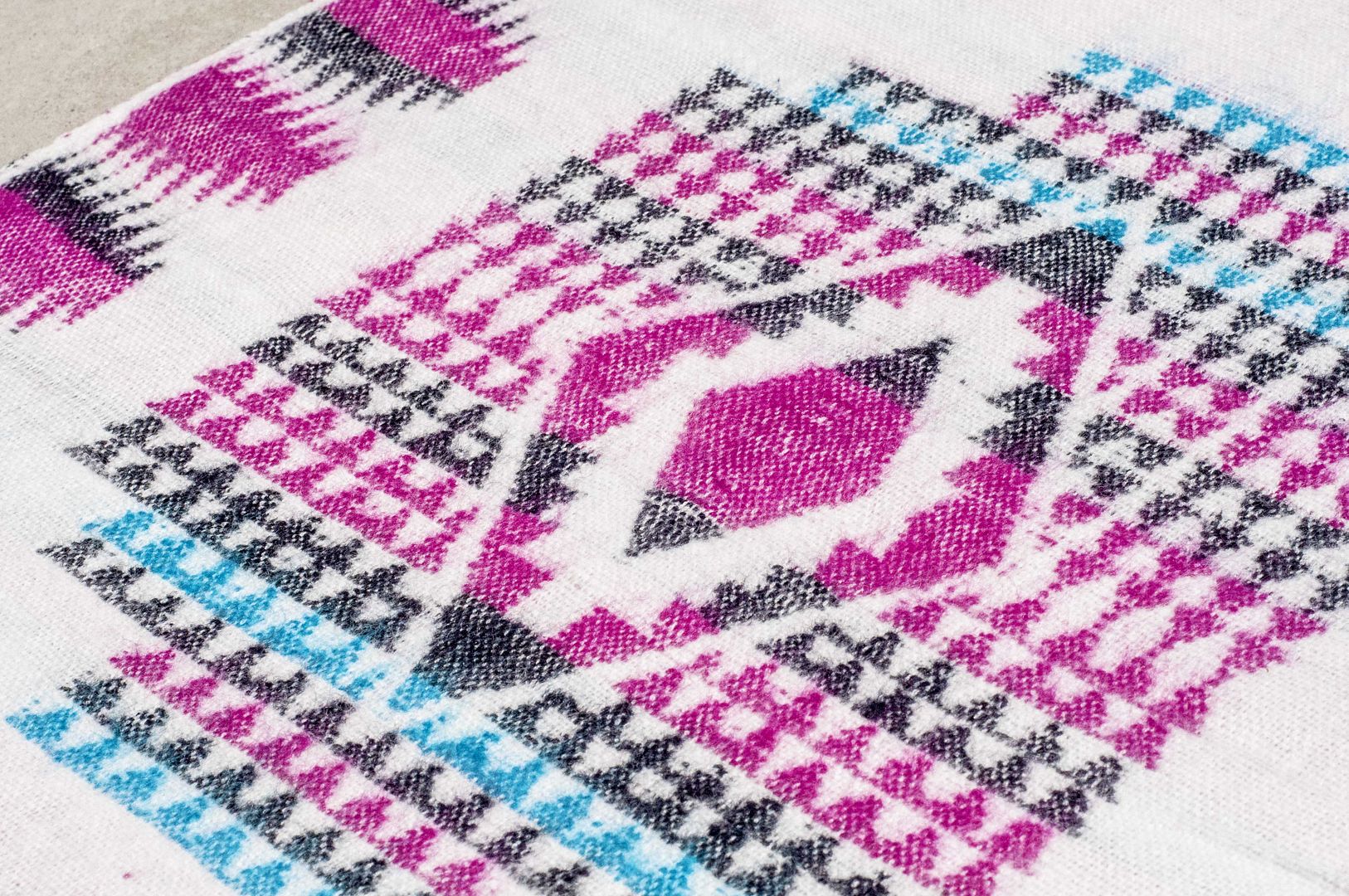 Christmas gift ethnic shawl / boho knitted scarf / ethnic totem scarf / knitted shawl / blanket (made in nepal)-Wandering border Bohemian ethnic geometric totem - Knit Scarves & Wraps - Wool Multicolor