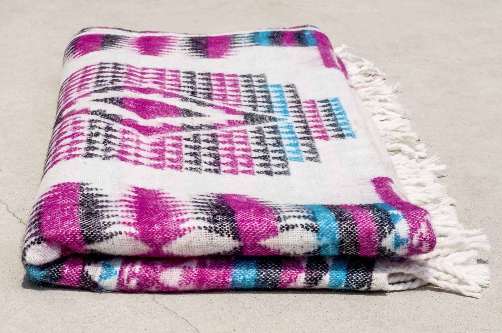 Christmas gift ethnic shawl / boho knitted scarf / ethnic totem scarf / knitted shawl / blanket (made in nepal)-Wandering border Bohemian ethnic geometric totem - Knit Scarves & Wraps - Wool Multicolor