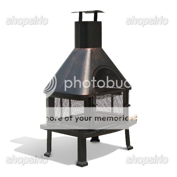 Outdoor Deck or Patio Firehouse Fire Pit Fireplace with Chimney Safe