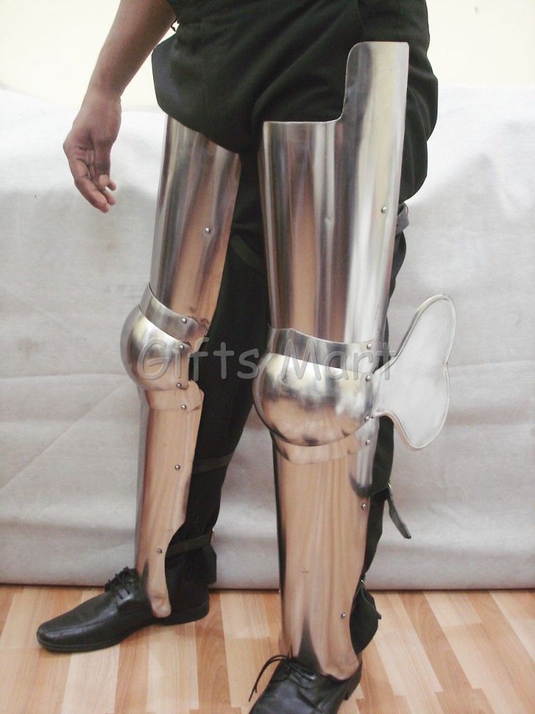 STEEL LEG ARMOR MEDIEVAL Full Leg Gothic Combat Plate Leg Body Armour ...